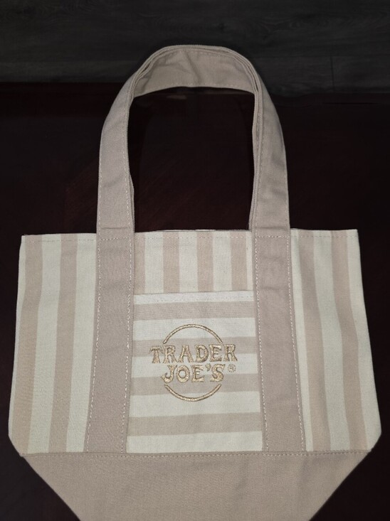 Handbags - NWT- Trader Joe's Beige & Cream Striped Tote Bag